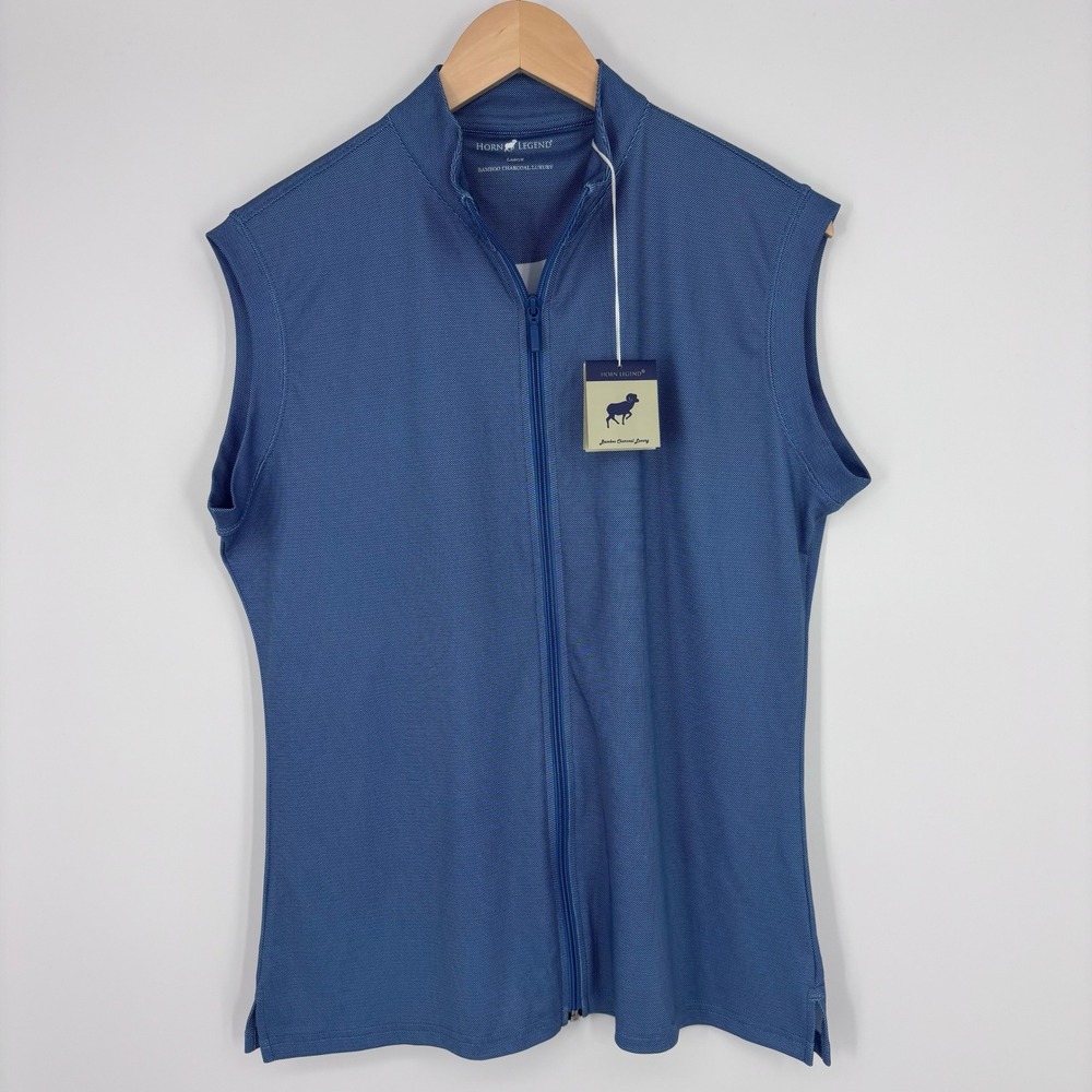 Auburn Tigers Horn Legend Bamboo Full Zip Performance Vest Mens L Blue Golf NEW - Picture 2 of 11